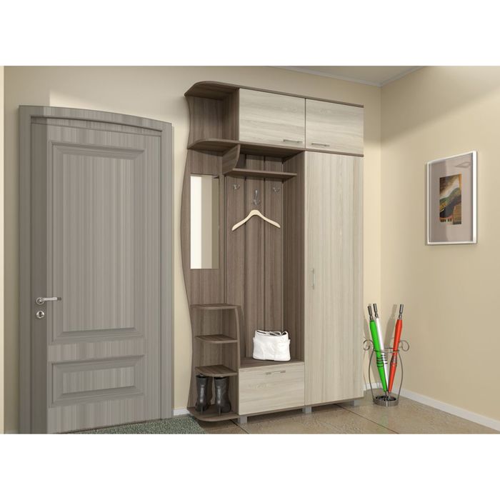 Прихожая Марта 1385х354х2385 ясень шимо темный/ясень шимо светлый левый