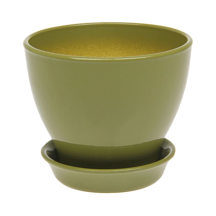Кашпо "Ксения" глянец, оливковый, 7,5 л