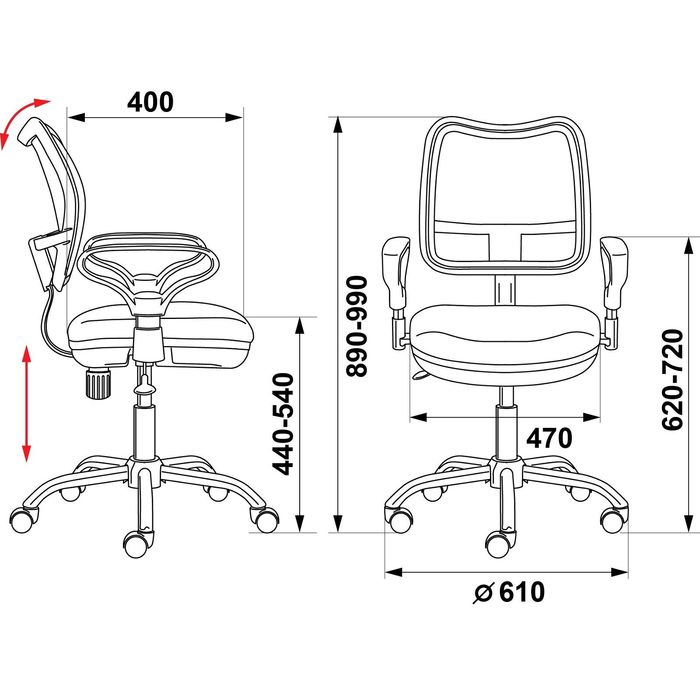 Кресло CH-799SL/DG/TW-12 спинка сетка темно-серый, сиденье серый