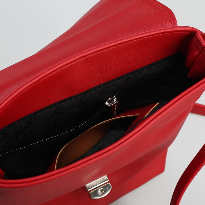 Сумка женская на молнии, 1 отдел, 1 наружный карман, красная