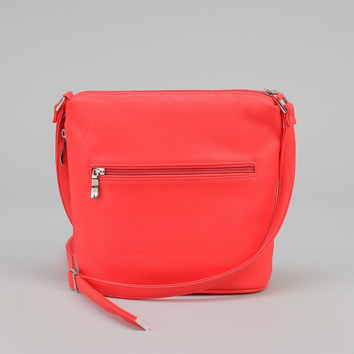 Сумка женская на молнии, 1 отдел, 1 наружный карман, длинный ремень, цвет коралловый