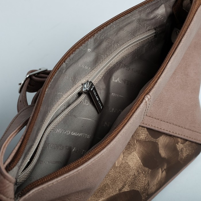 Сумка женская на молнии, 1 отдел, 1 наружный карман, бежевая