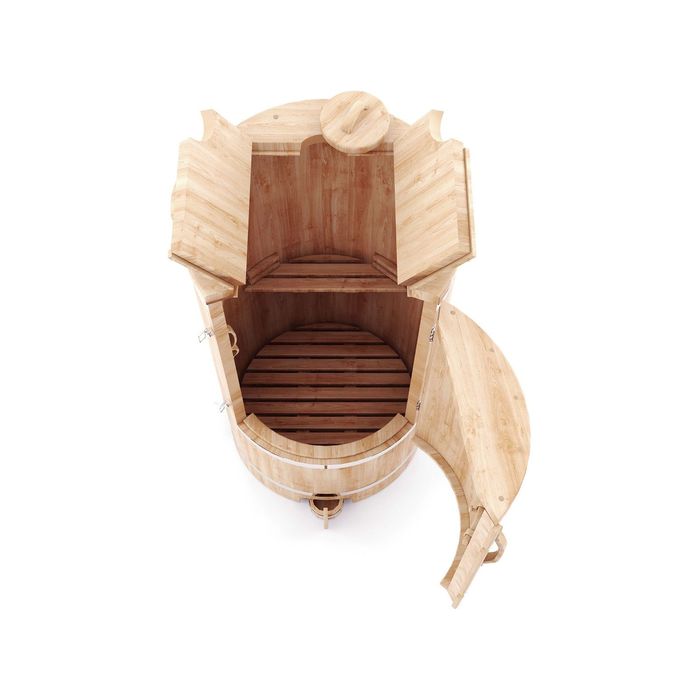 Кедровая фитобочка круглая со скосом 130x78, толщина стенки 4 см