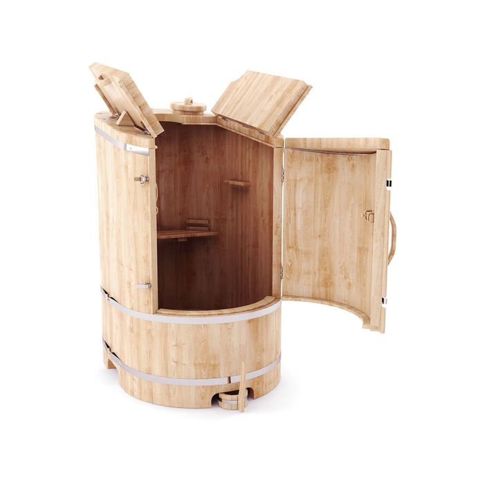 Кедровая фитобочка овальная со скосом 130x78x100, толщина стенки 2,5 см