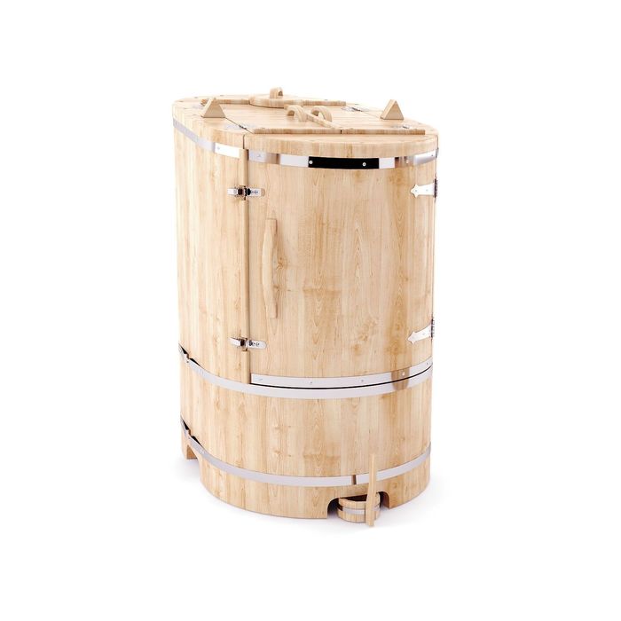 Кедровая фитобочка овальная со скосом 130x78x100, толщина стенки 4 см