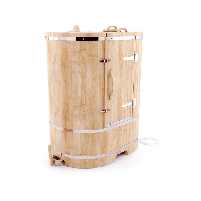 Кедровая фитобочка овальная "НЕО" с парогенератором 130x78x115, толщина стенки 4 см