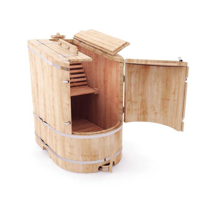 Кедровая фитобочка овальная полулежачая "Люкс" 115x78x140, толщина стенки 2,5 см