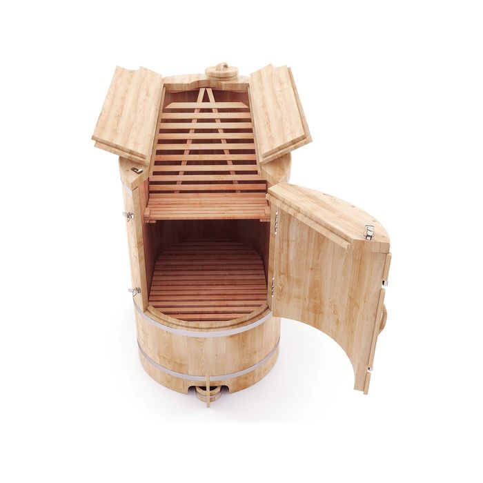 Кедровая фитобочка овальная полулежачая "Люкс" 115x78x140, толщина стенки 4 см