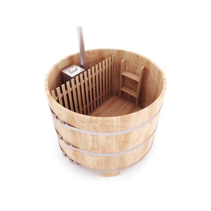 Японская баня Фурако овальная с внутренней дровянной печкой, 120x220 см