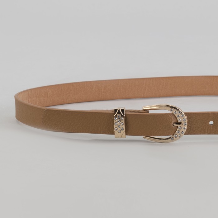 Ремень женский "Джули", пряжка-хомут под золото, ширина - 2см, коричневый