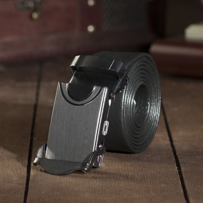 Ремень мужской гладкий "Классика", винт, пряжка-зажим под металл, ширина - 3см, чёрный