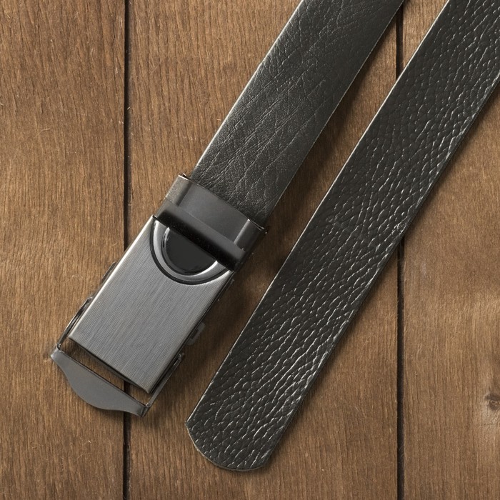 Ремень мужской гладкий "Классика", винт, пряжка-зажим под металл, ширина - 3см, чёрный