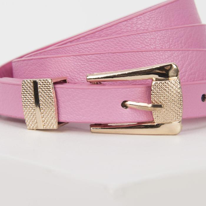 Ремень женский "Шарм", пряжка-хомут под золото, ширина - 1,5см, розовый