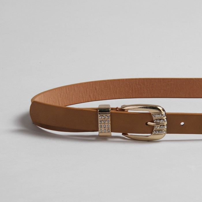 Ремень женский "Клайн", пряжка-хомут под золото, ширина - 2см, цвет коричневый