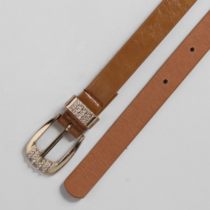 Ремень женский "Клайн", пряжка-хомут под золото, ширина - 2см, цвет коричневый