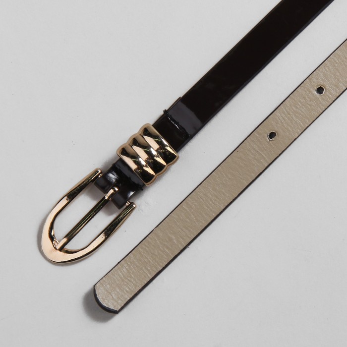 Ремень женский "Сьюзи", пряжка-хомут под золото, ширина - 1,5см, коричневый