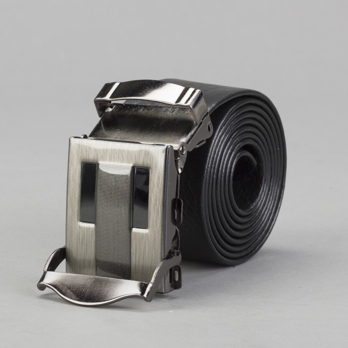 Ремень мужской гладкий "Классика", винт, пряжка-зажим под металл, ширина - 3,5см, чёрный