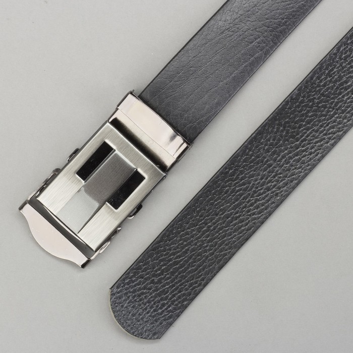 Ремень мужской гладкий "Классика", винт, пряжка-зажим под металл, ширина - 3,5см, чёрный