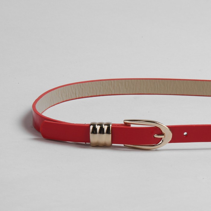 Ремень женский "Сьюзи", пряжка-хомут под золото, ширина - 1,5см, красный