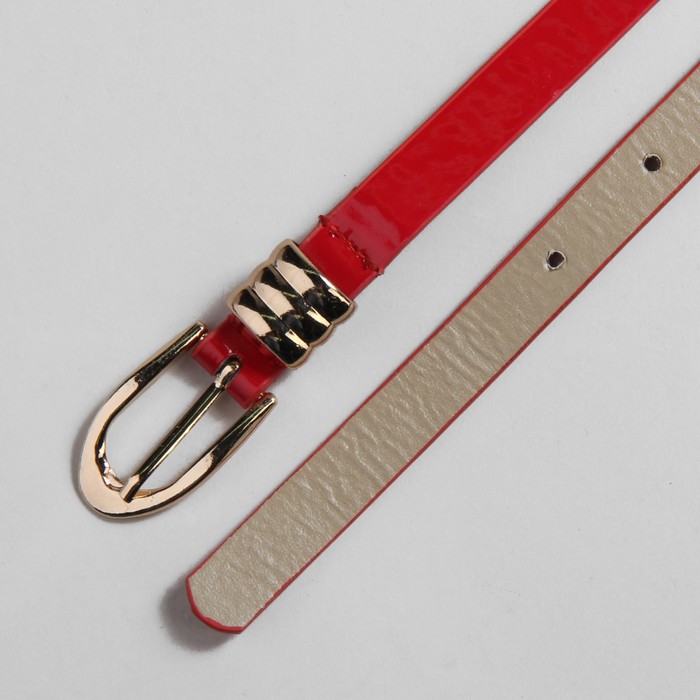 Ремень женский "Сьюзи", пряжка-хомут под золото, ширина - 1,5см, красный