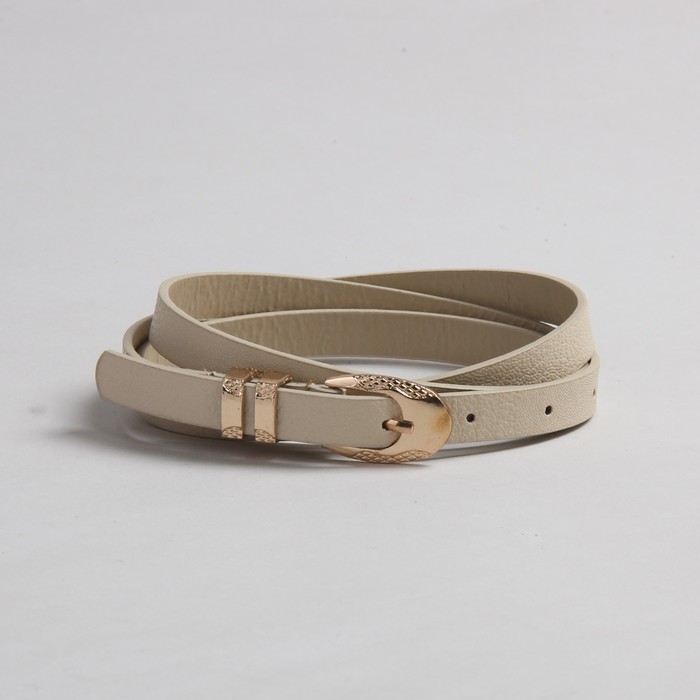 Ремень женский "Шик", пряжка-хомут под золото, ширина - 1,5см, цвет молочный