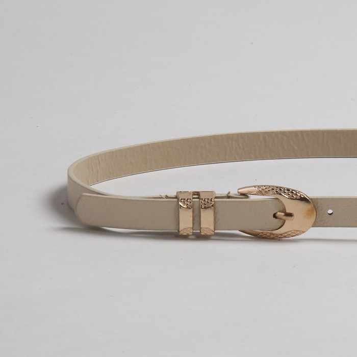 Ремень женский "Шик", пряжка-хомут под золото, ширина - 1,5см, цвет молочный