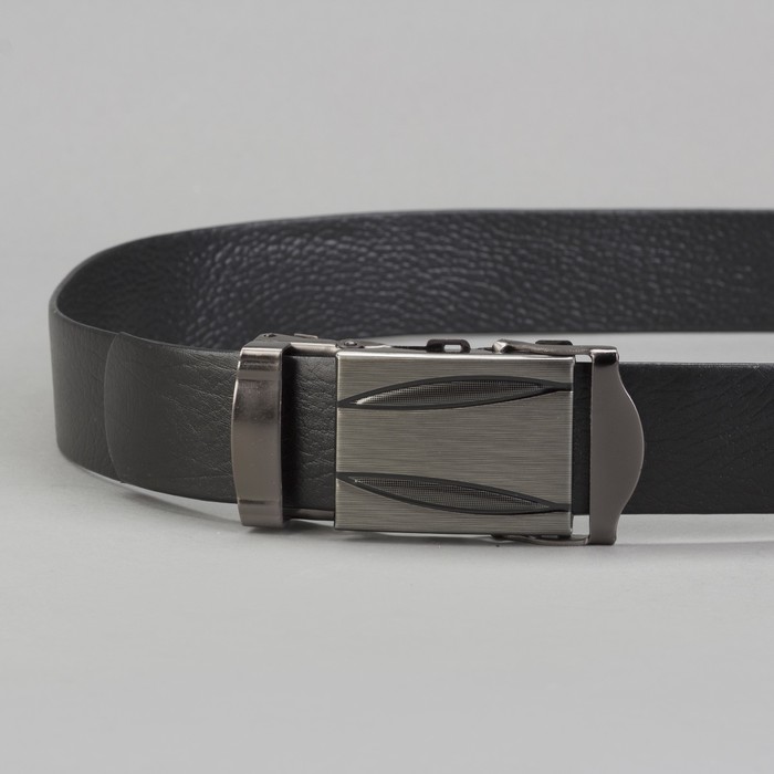 Ремень мужской гладкий "Классика", винт, пряжка-зажим под металл, ширина - 3,5см, чёрный