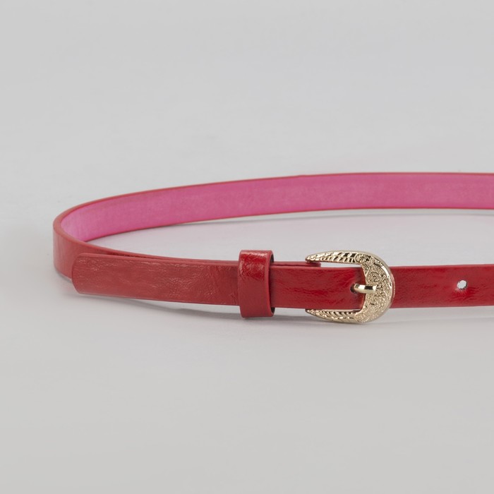 Ремень женский "Кружево", пряжка-хомут под золото, ширина - 1,5см, красный