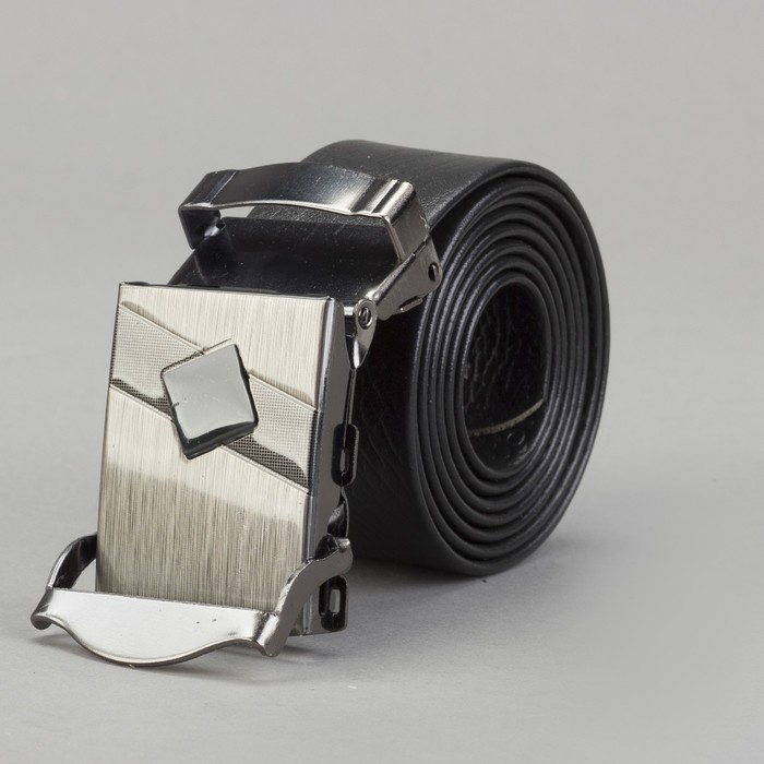 Ремень мужской гладкий "Классика", винт, пряжка-зажим под металл, ширина - 3,5см, чёрный