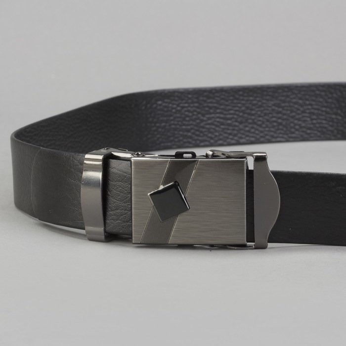 Ремень мужской гладкий "Классика", винт, пряжка-зажим под металл, ширина - 3,5см, чёрный