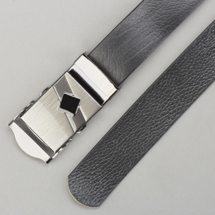 Ремень мужской гладкий "Классика", винт, пряжка-зажим под металл, ширина - 3,5см, чёрный