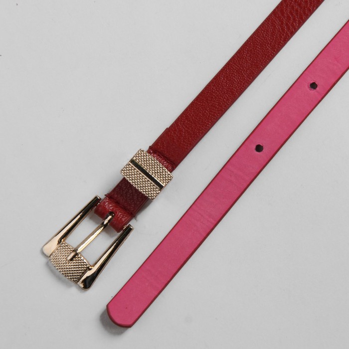 Ремень женский "Шарм", пряжка-хомут под золото, ширина - 1,5см, бордовый