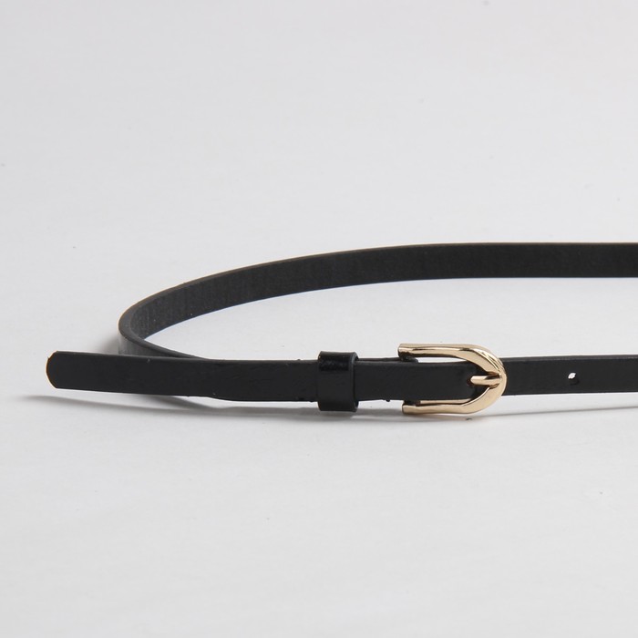 Ремень женский "Глянец", пряжка под золото, ширина - 1см, чёрный