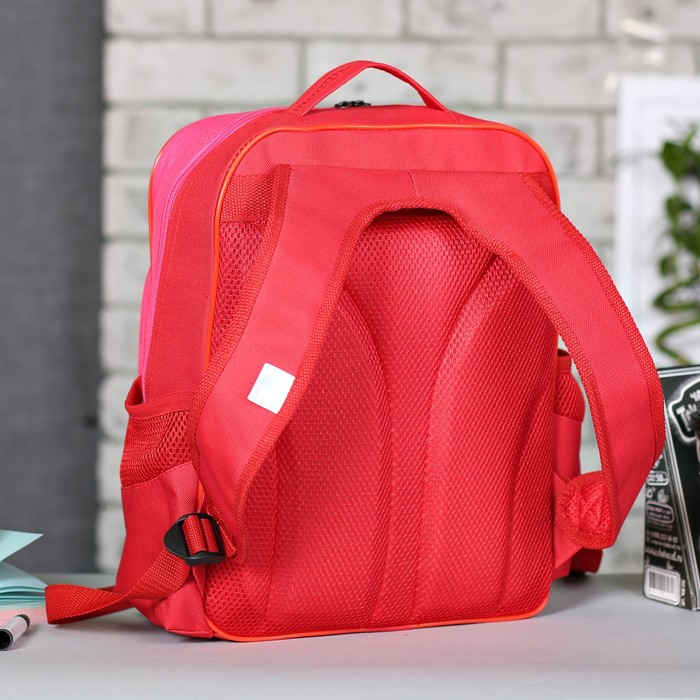 Рюкзак школьный на молнии, 1 отдел, 3 наружных кармана, красный