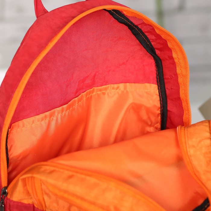 Рюкзак молодёжный на молнии, 2 отдела, красный/оранжевый