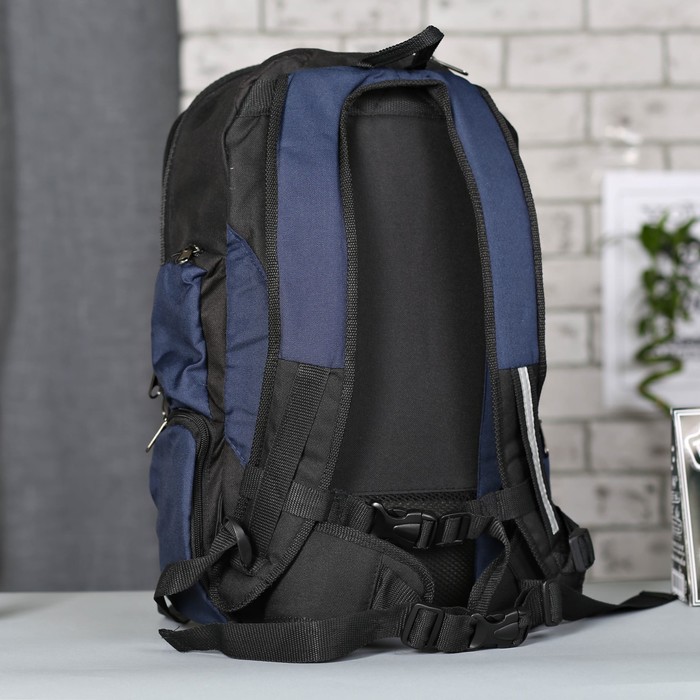 Рюкзак молодёжный на молнии, 2 отдела, 1 наружный карман, чёрный/серый