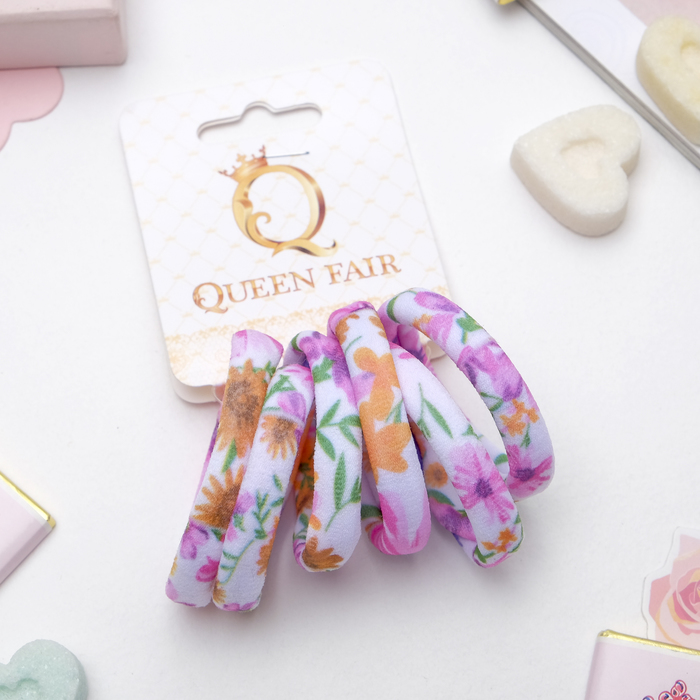 Резинки для волос "Цветочный орнамент" (набор 6 шт.), подсолнухи