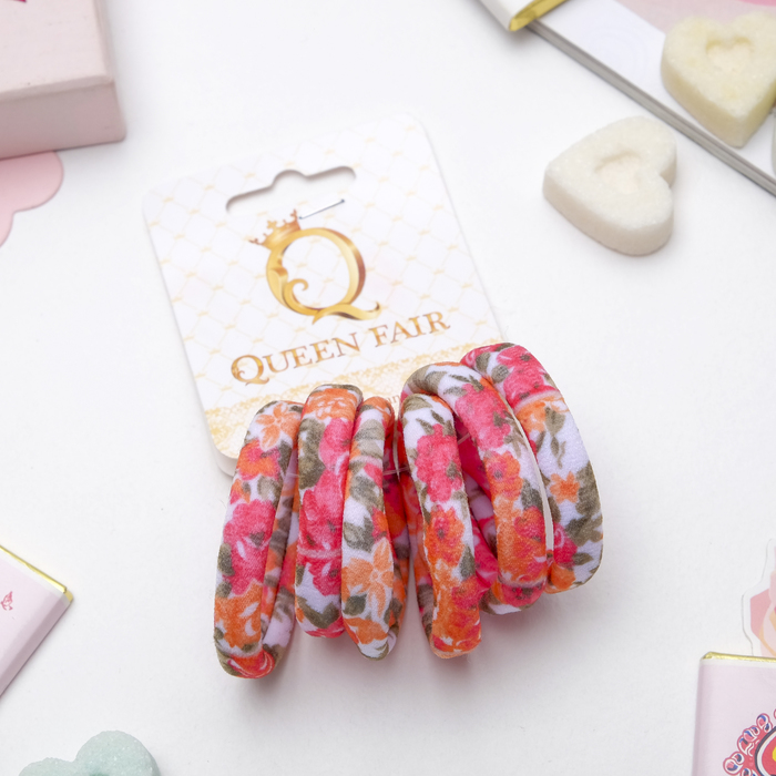 Резинки для волос "Цветочный орнамент" (набор 6 шт.), хризантемы