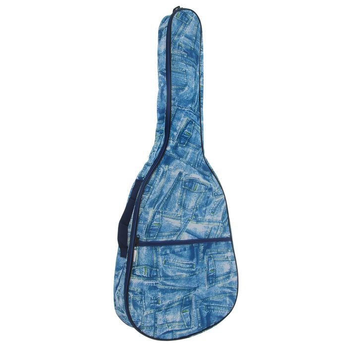 Чехол гитарный классический неутепленный, с джинсовой фактурой, с 2 ремнями МИКС