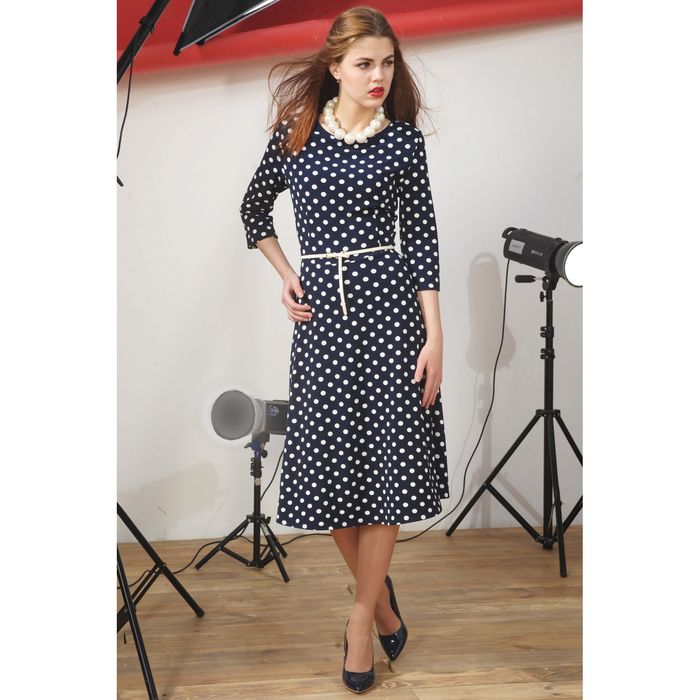 Платье, размер 50, рост 164 см, цвет тёмно-синий/белый (арт. 4917 С+)