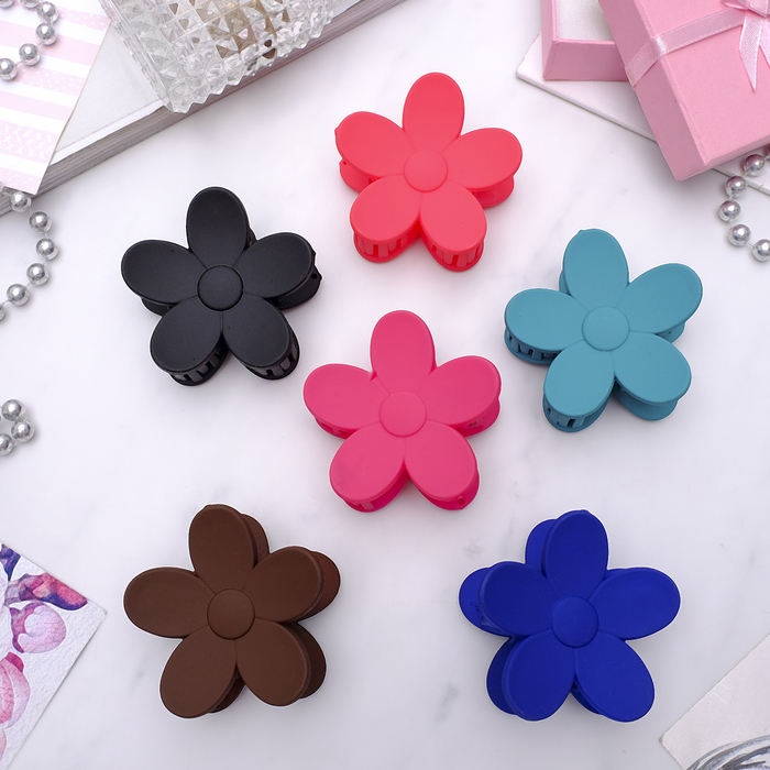 Краб для волос "Матовый" василёк, микс