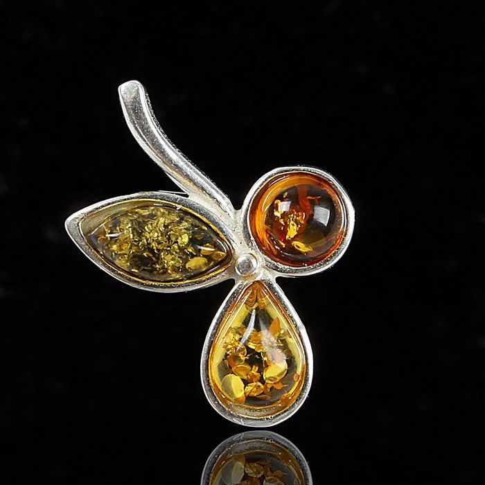 Подвеска посеребрение "Янтарь", цветок витой