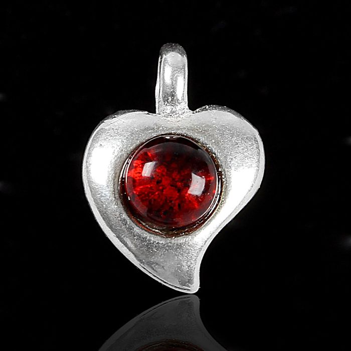 Подвеска посеребрённая "Янтарь", сердце, цвет МИКС