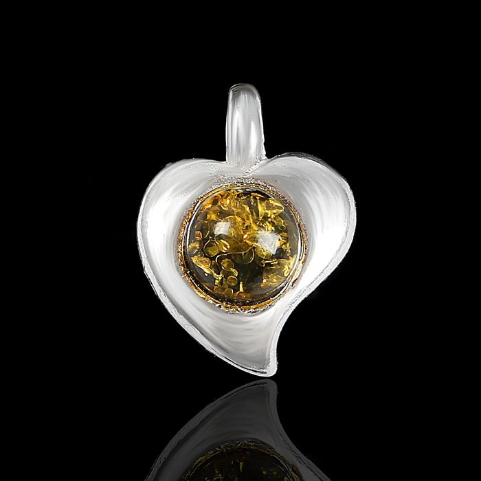 Подвеска посеребрённая "Янтарь", сердце, цвет МИКС