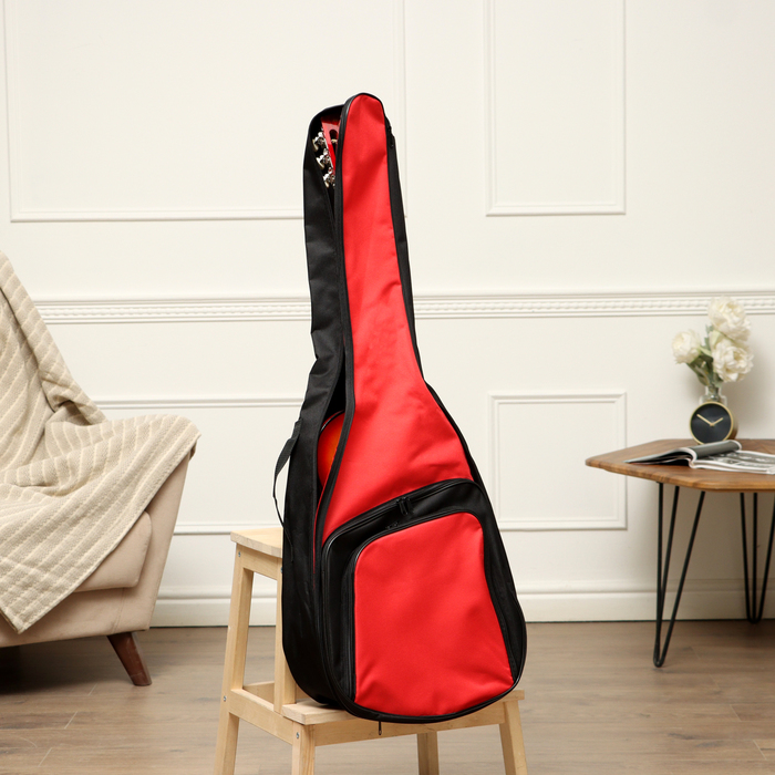 фото Чехол для гитары классический неутеплённый, цветной, в клетку, c 2-мя ремнями, объёмные карманы
