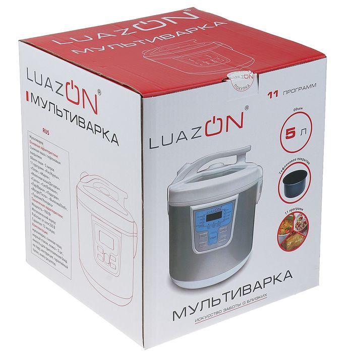 Мультиварка LuazON LМS-9511, LED, 11 программ, 900 Вт, 5 л, чаша с тефлоновым покрытием