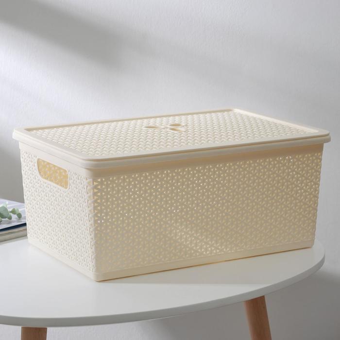 Корзина универсальная 15 л Natural Style с крышкой, цвет МИКС