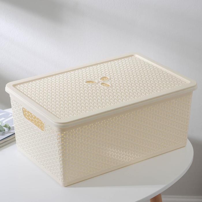 Корзина универсальная 15 л Natural Style с крышкой, цвет МИКС