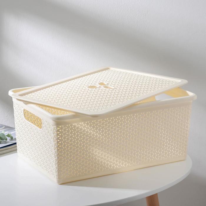 Корзина универсальная 15 л Natural Style с крышкой, цвет МИКС