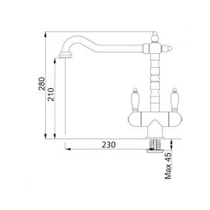 Смеситель для кухни Franke Old England 2 ручки 115.0028.204, бронза